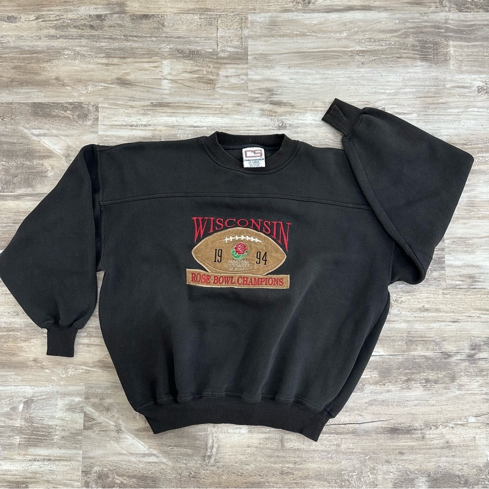 Black Wisconsin Rose Bowl Champions Sweater men’s xl Y2K VTG vintage‎